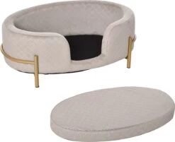 PawHut Huisdierenbank Hondenbank Kattenbank Zacht Rugleuning Metalen Poten Grijs D04-166 -Hondenartikelen Serie Winkel 1200x976 1