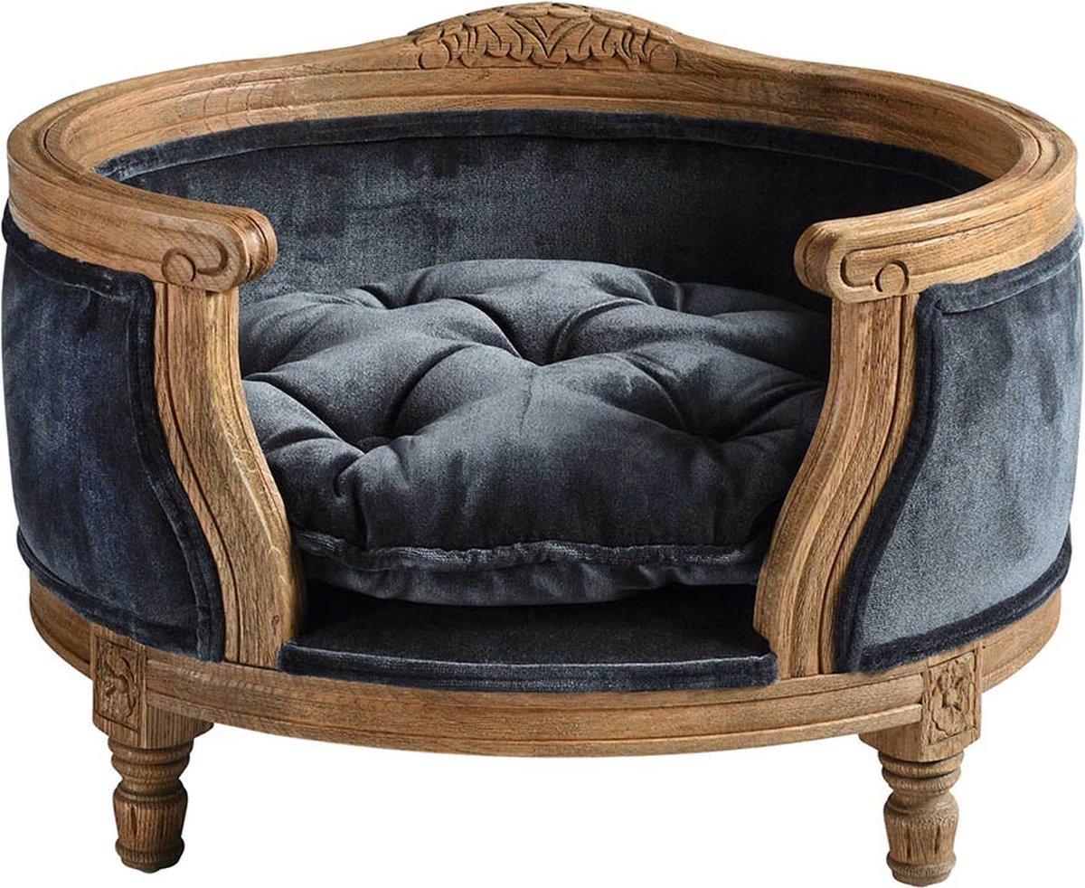 Lord Lou - George Blauw Velvet S - Luxe Hondenmand - Luxe Kattenmand - 49x40x31 3 Lord Lou - George Blauw Velvet S - Luxe Hondenmand - Luxe Kattenmand - 49x40x31