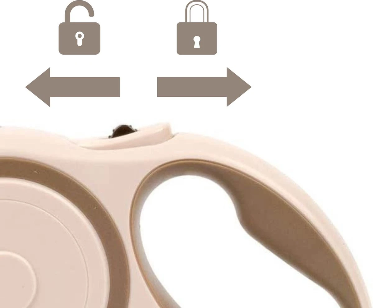 Hondenriem - Leiband Hond - Rollijn - 5 Meter - Beige - Riem Met Oprolsysteem - Hondenriem Flexi - Hondenlijn - Uitlaatriem 4 Hondenriem - Leiband Hond - Rollijn - 5 Meter - Beige - Riem Met Oprolsysteem - Hondenriem Flexi - Hondenlijn - Uitlaatriem - Afbeelding 2