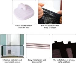 Merkloos ACE Pets – Oprolbaar Hondenrek Voor Binnen - Traphekje Hond Zonder Boren - Veiligheidshek Deurhekje - 180 X 72 Cm - Zwart -Hondenartikelen Serie Winkel 1200x992 5