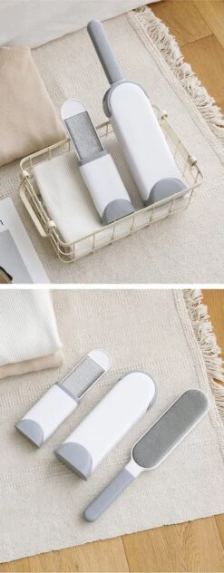 IGOODS - Pet Hair Remover - Hond & Kat Roller Brush - Dubbelzijdig Bont Ontharingsgereedschap Met Zelfreinigende Basis - Reismaatborstel - Voor Kleding - Bank - Tapijt - Autostoel GRIJS -Hondenartikelen Serie Winkel 469x1200