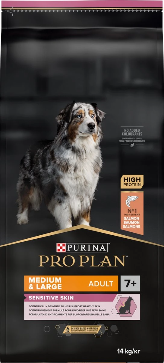 Pro Plan Medium & Large Adult 7+ (Senior) Sensitive Skin - Honden Droogvoer - Zalm - 14 Kg 3 Pro Plan Medium & Large Adult 7+ (Senior) Sensitive Skin - Honden Droogvoer - Zalm - 14 Kg
