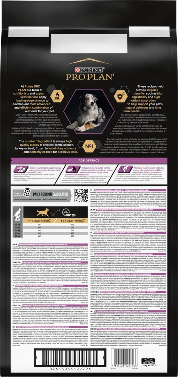 Pro Plan Medium & Large Adult 7+ (Senior) Age Defence - Honden Droogvoer- Kip - 14 Kg 9 Pro Plan Medium & Large Adult 7+ (Senior) Age Defence - Honden Droogvoer- Kip - 14 Kg - Afbeelding 7