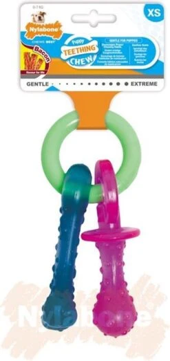 Nylabone Puppy Teething Pacifier Flexible - Hondenspeelgoed - Bacon 215x100x38 Mm 108 G Roze Blauw Groen Tot 11kg Small -Hondenartikelen Serie Winkel 568x1200 9