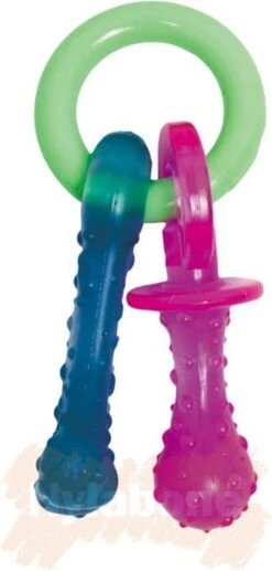 Nylabone Puppy Teething Pacifier Flexible - Hondenspeelgoed - Bacon 215x100x38 Mm 108 G Roze Blauw Groen Tot 11kg Small -Hondenartikelen Serie Winkel 573x1200 13