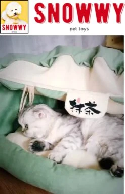 SNOWWY - Kattentunnel Met Kattenmand In één - Origineel En Uniek Design - Kattenhuis - Kattenhuis - Kat Kussen - Kattenbed - Matcha Groen -Hondenartikelen Serie Winkel 775x1200 3