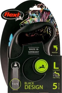 Hondenriem - Looplijn - FLEXI Rollijn BLACK DESIGN TAPE - L - ZWART/BLAUW - 5 Meter -Hondenartikelen Serie Winkel 802x1200 7