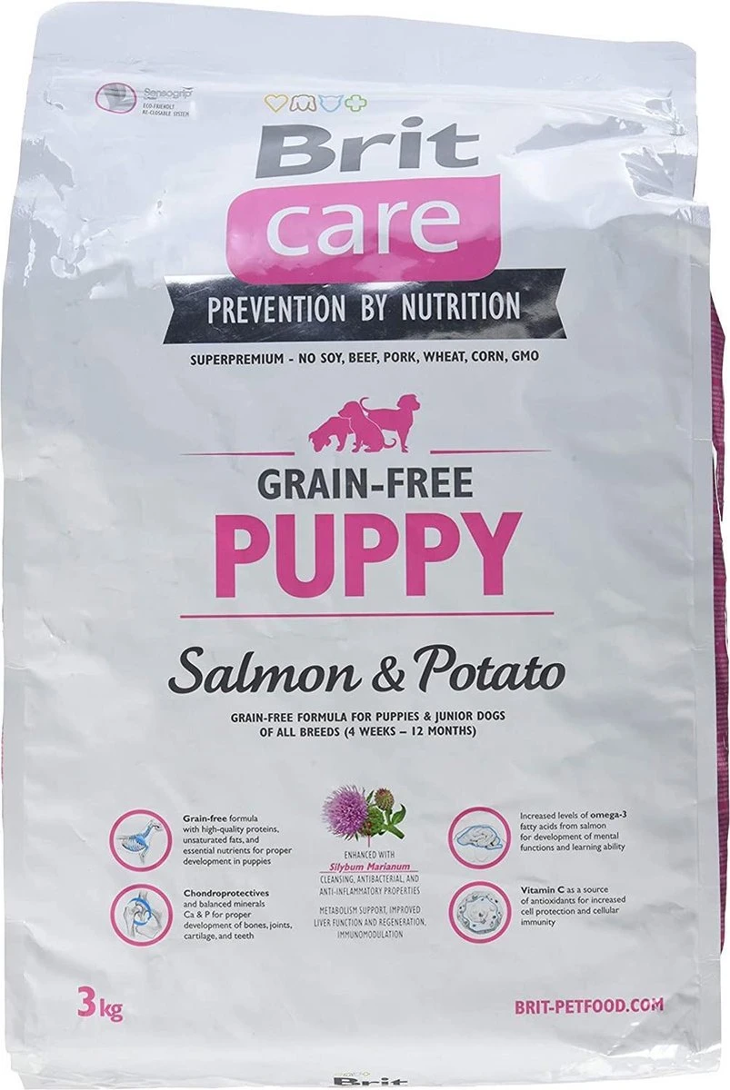 Brit Care Puppy Hypo-allergeen Zalm+aardappel Graanvrij 3kg 3 Brit Care Puppy Hypo-allergeen Zalm+aardappel Graanvrij 3kg