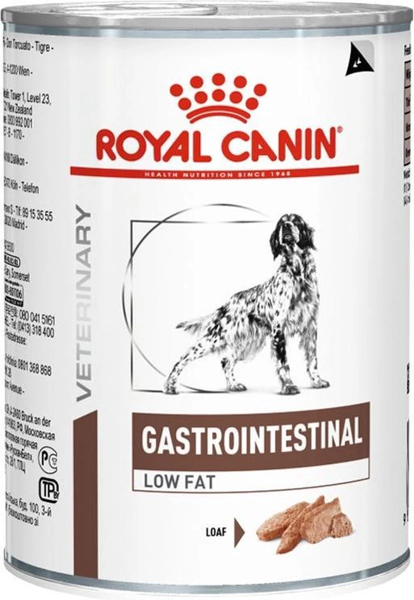Royal Canin Gastro Intestinal Low Fat Blik Hond 12x410 Gr. 3 Royal Canin Gastro Intestinal Low Fat Blik Hond 12x410 Gr.