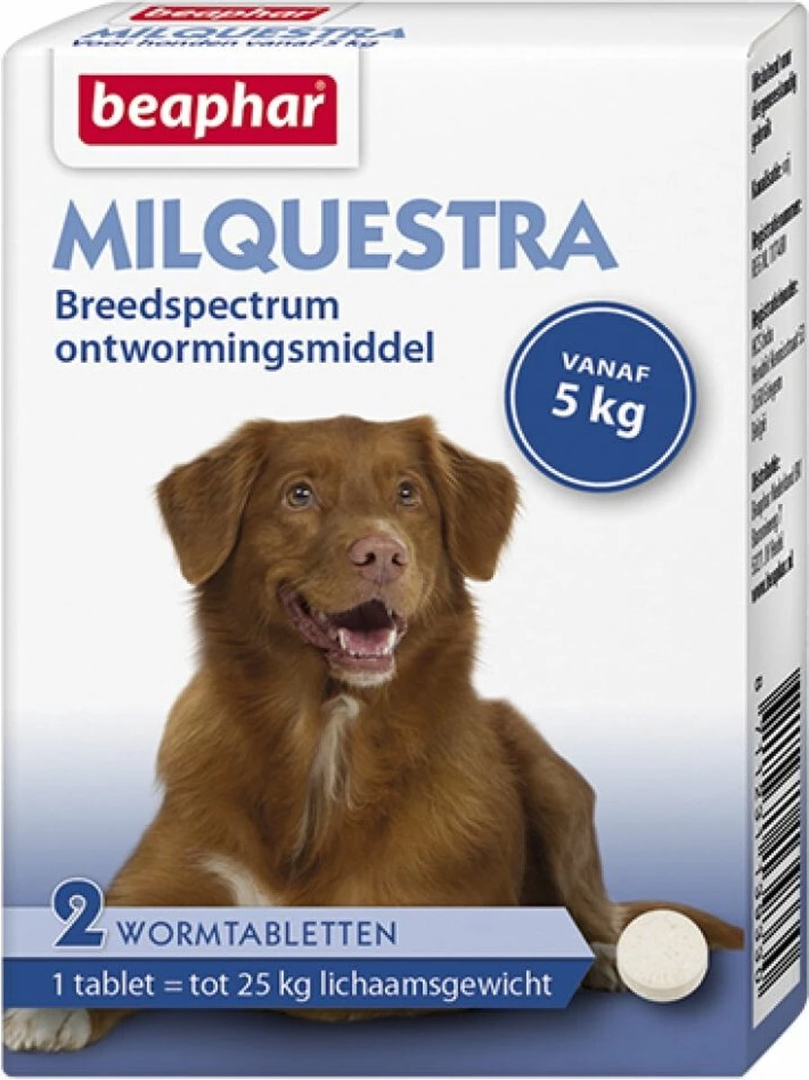 Beaphar Milquestra Ontworming Tabletten Hond 5-50kg 2 Tabletten 3 Beaphar Milquestra Ontworming Tabletten Hond 5-50kg 2 Tabletten