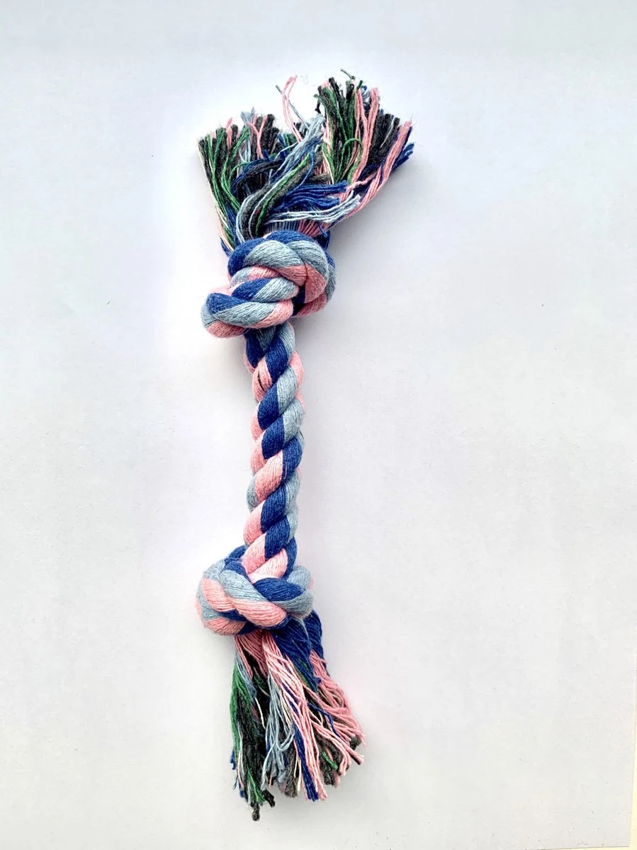 Flostouw Hond - Puppy - 18cm - Hondenspeelgoed - Mini - 2 Knopen - 23gram - Mini - Roze/Blauw 3 Flostouw Hond - Puppy - 18cm - Hondenspeelgoed - Mini - 2 Knopen - 23gram - Mini - Roze/Blauw