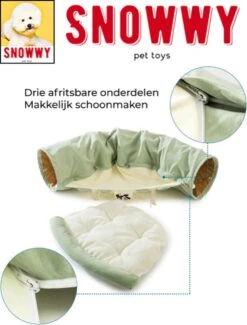 SNOWWY - Kattentunnel Met Kattenmand In één - Origineel En Uniek Design - Kattenhuis - Kattenhuis - Kat Kussen - Kattenbed - Matcha Groen -Hondenartikelen Serie Winkel 912x1200 2