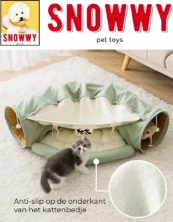 SNOWWY - Kattentunnel Met Kattenmand In één - Origineel En Uniek Design - Kattenhuis - Kattenhuis - Kat Kussen - Kattenbed - Matcha Groen -Hondenartikelen Serie Winkel 932x1200 2