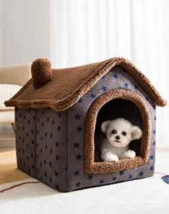 Château Animaux® Hondenhuis - Kattenhuis - 50 X 40x 46 Cm - Dierenhuis - Kattenhok - Hondentent - Hondenhuisjes Voor Binnen - Bruin -Hondenartikelen Serie Winkel 948x1200 2