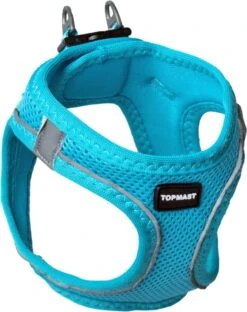 Topmast Airmesh Hondentuig - Click & Go - Turquoise - 3XS - Reflecterend - Harnas Hond - Hondentuigje - Hondenharnas - Voor Puppy, Kleine, Medium En Grote Hond