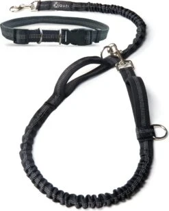 Canicross Looplijn Hond Met Heupriem Voor Hardlopen - Elastische Handsfree Hondenriem - Honden Trainingslijn - 150/210cm - Zwart