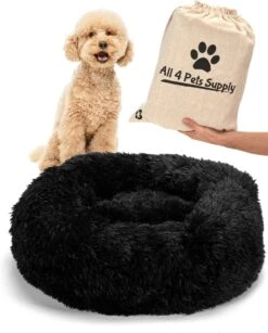 All 4 Pets Supply® Hondenmand Donut - Kattenmand - Maat XS - Geschikt Voor Honden/katten Tot 30 Cm - Hondenkussen - Zwart