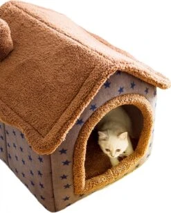 Château Animaux® Hondenhuis - Kattenhuis - 50 X 40x 46 Cm - Dierenhuis - Kattenhok - Hondentent - Hondenhuisjes Voor Binnen - Bruin -Hondenartikelen Serie Winkel 965x1200
