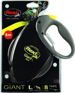 Flexi Giant Tape - Hondenriem - Zwart/Geel - L - 8 Meter - Voor Honden Tot 50 Kg