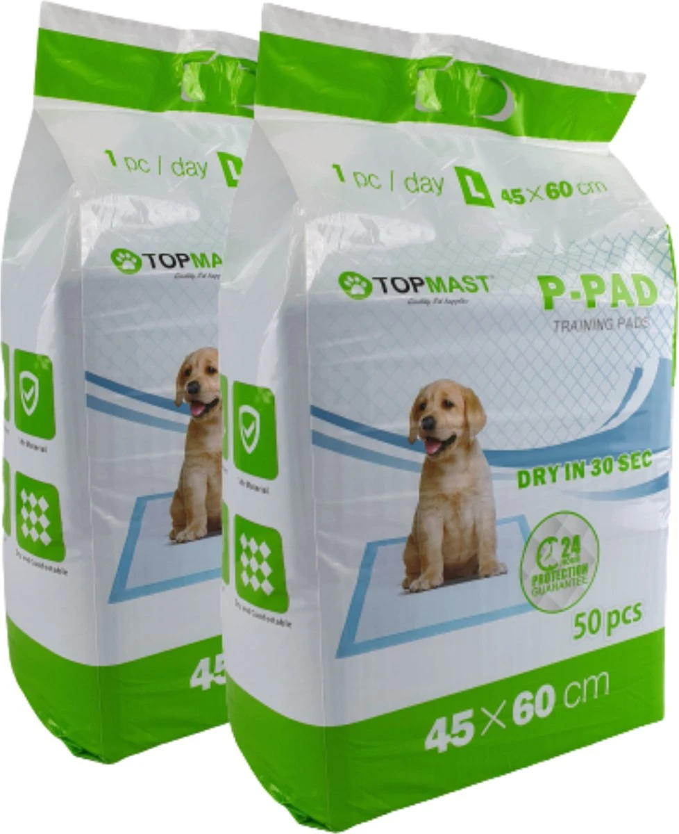 Topmast Puppy Pads - Voordeelpak - 60 X 45 Cm - Training Pads - Zindelijkheidstraining - 100 Stuks 3 Topmast Puppy Pads - Voordeelpak - 60 X 45 Cm - Training Pads - Zindelijkheidstraining - 100 Stuks