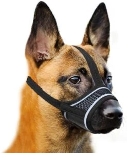 Merkloos Hoog Kwaliteit Muilkorf Met Bedrukt Patroon - Muilkorf Hond - Hondensnuit - Anti Blaf En Bijt - Voor Kleine En Grote Honden Maat M Zwart Reflecterend